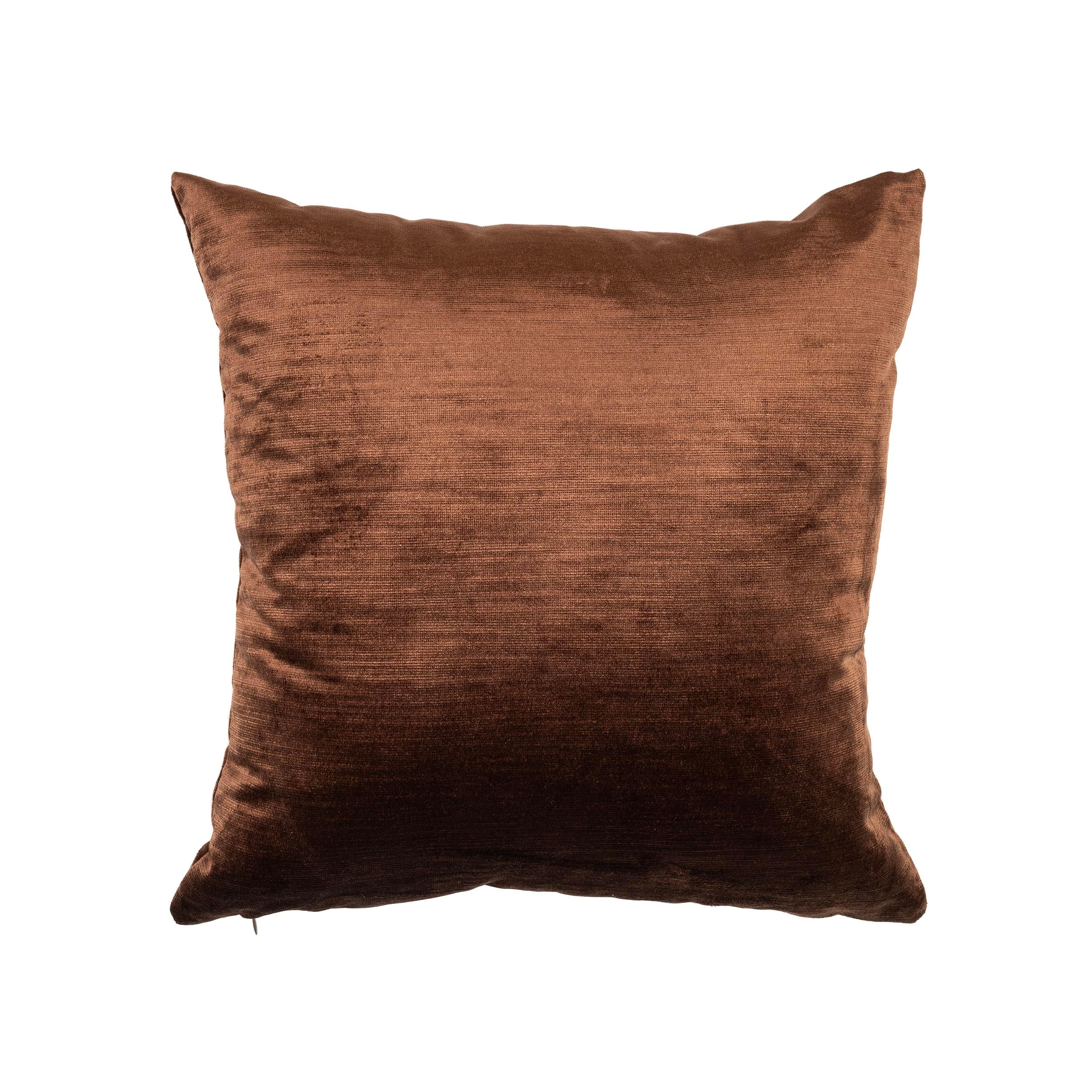 Parlak Kadife Kahverengi 45x45 cm Kare Kırlent Kılıfı