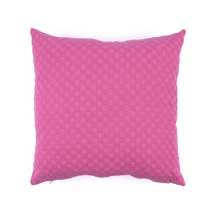 Pembe Pike Kumaşından Gofreli Kare Kırlent Kılıfı