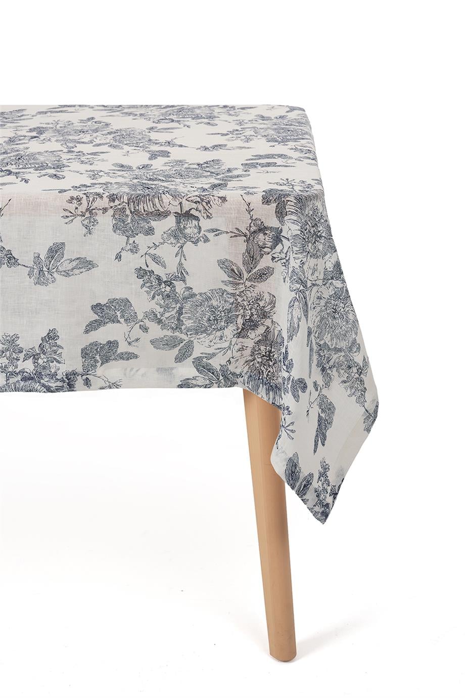 Romantic Floral Çiçek Desenli Lacivert Masa Örtüsü