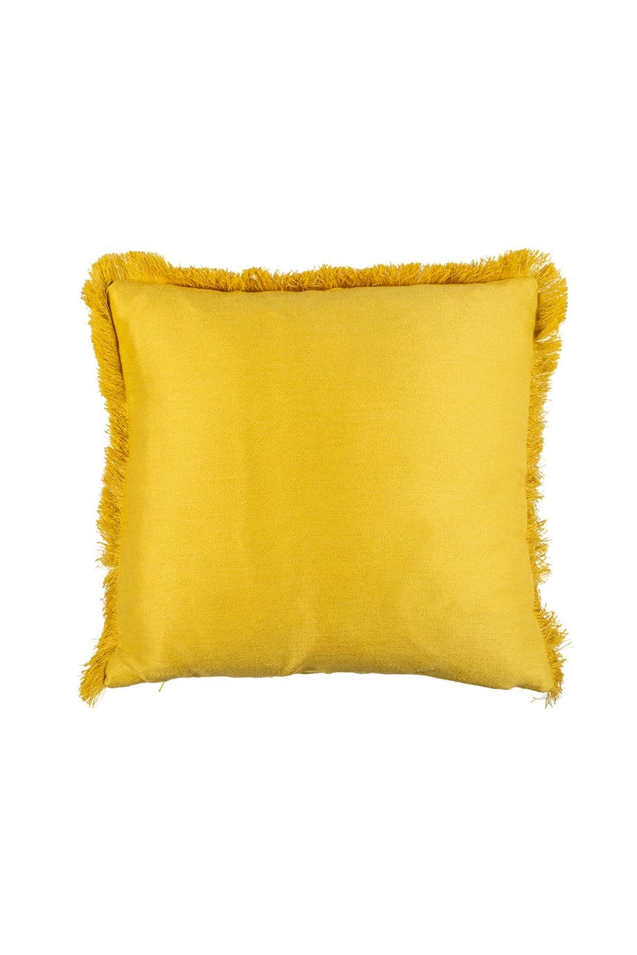 Sarı Keten 3 Tarafı Fırfırlı Kare Kırlent Kılıfı