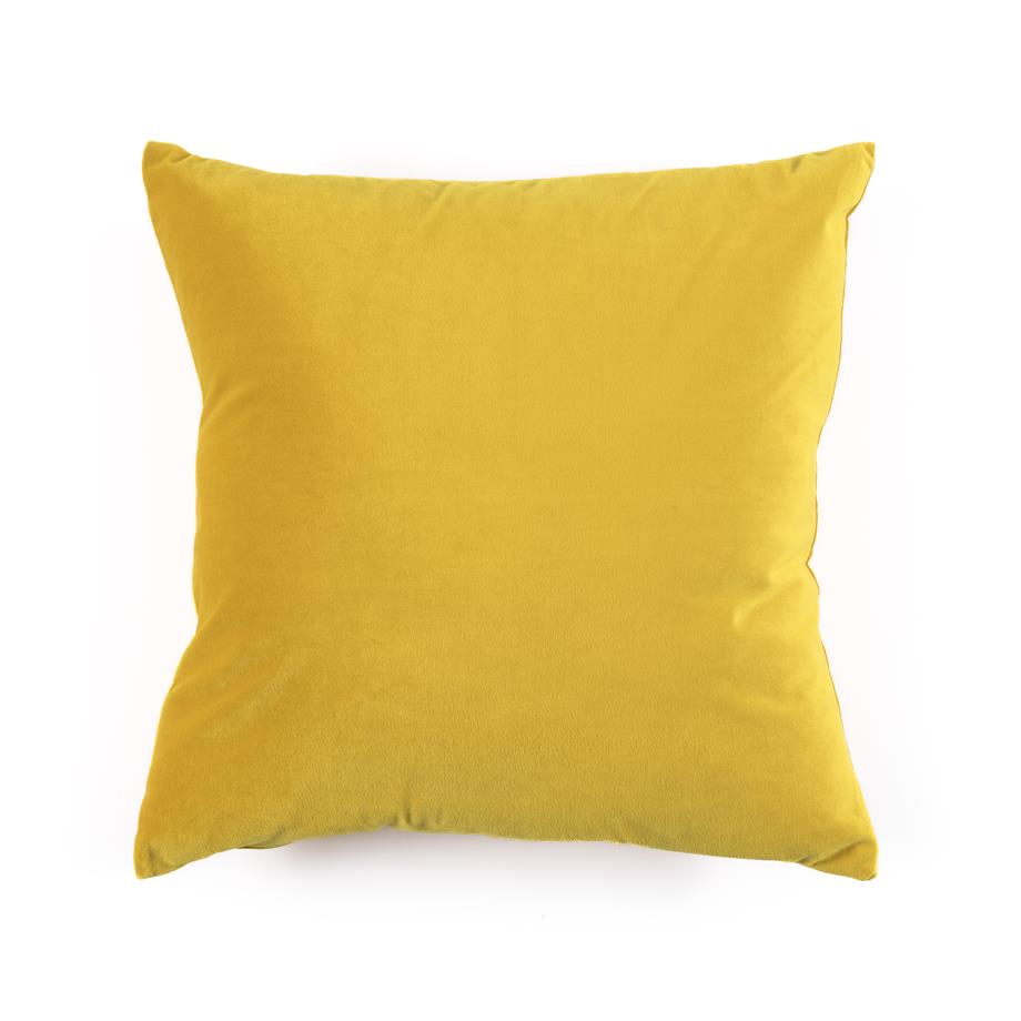 Sarı Renk Düz Kadife 43X43 Kare Kırlent Kılıfı