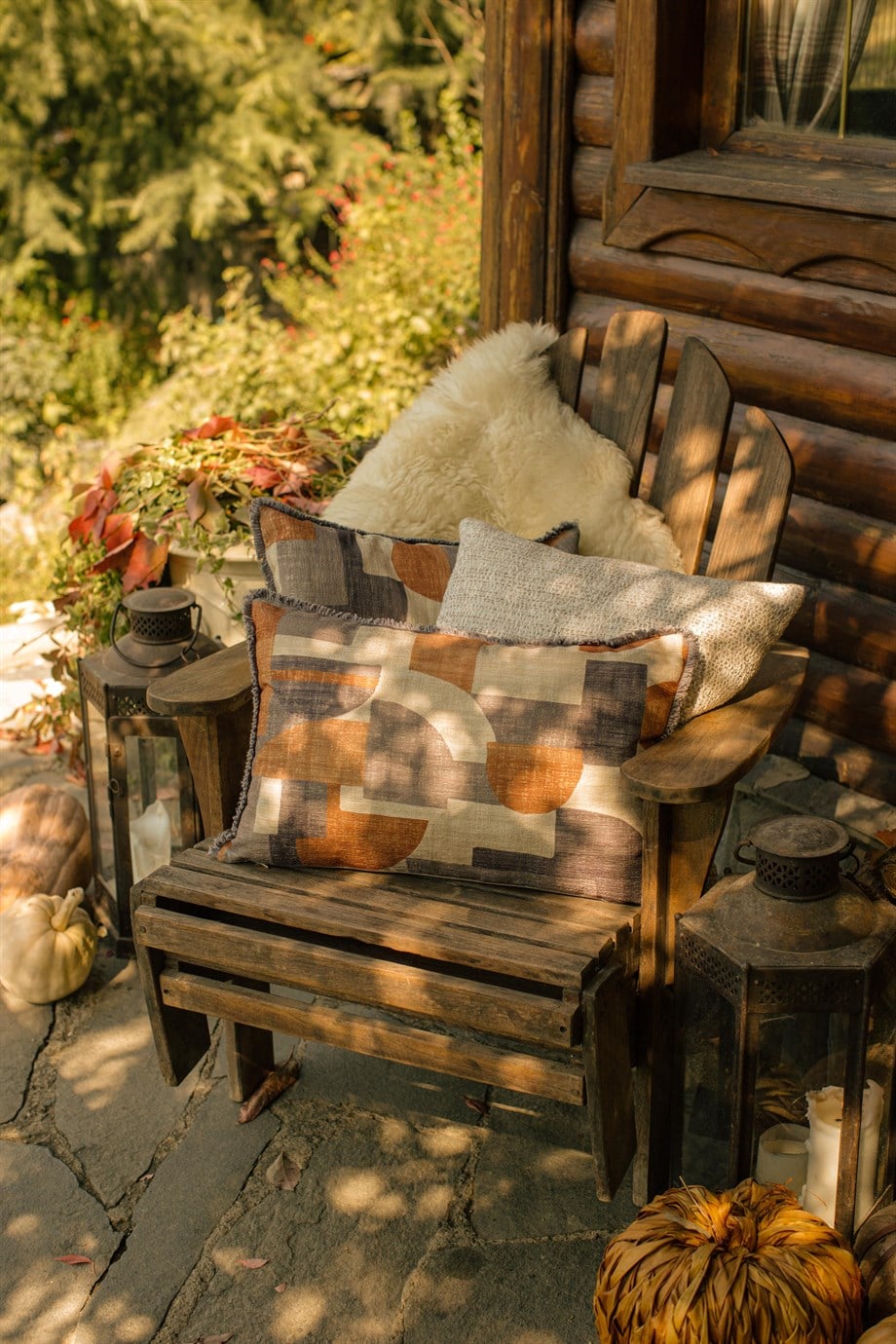 Vanelli Home Gri ve hardal Tonlarında 3 Lü Kırlent Kılıfı