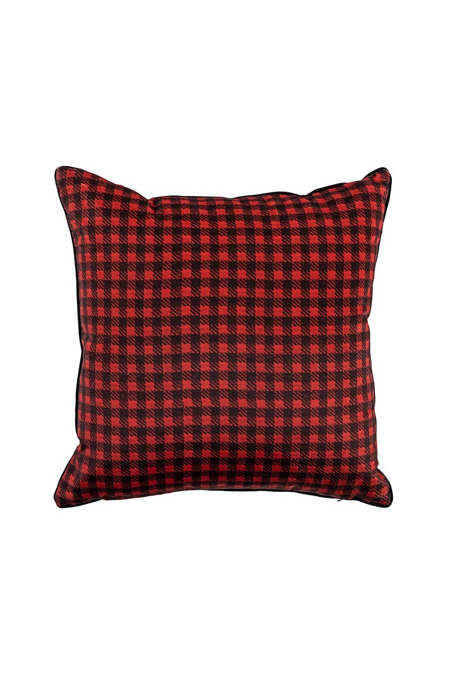 Vanelli Home Kırmızı Siyah Ekose Baskılı Kadife Kare Kırlent Kıllıfı