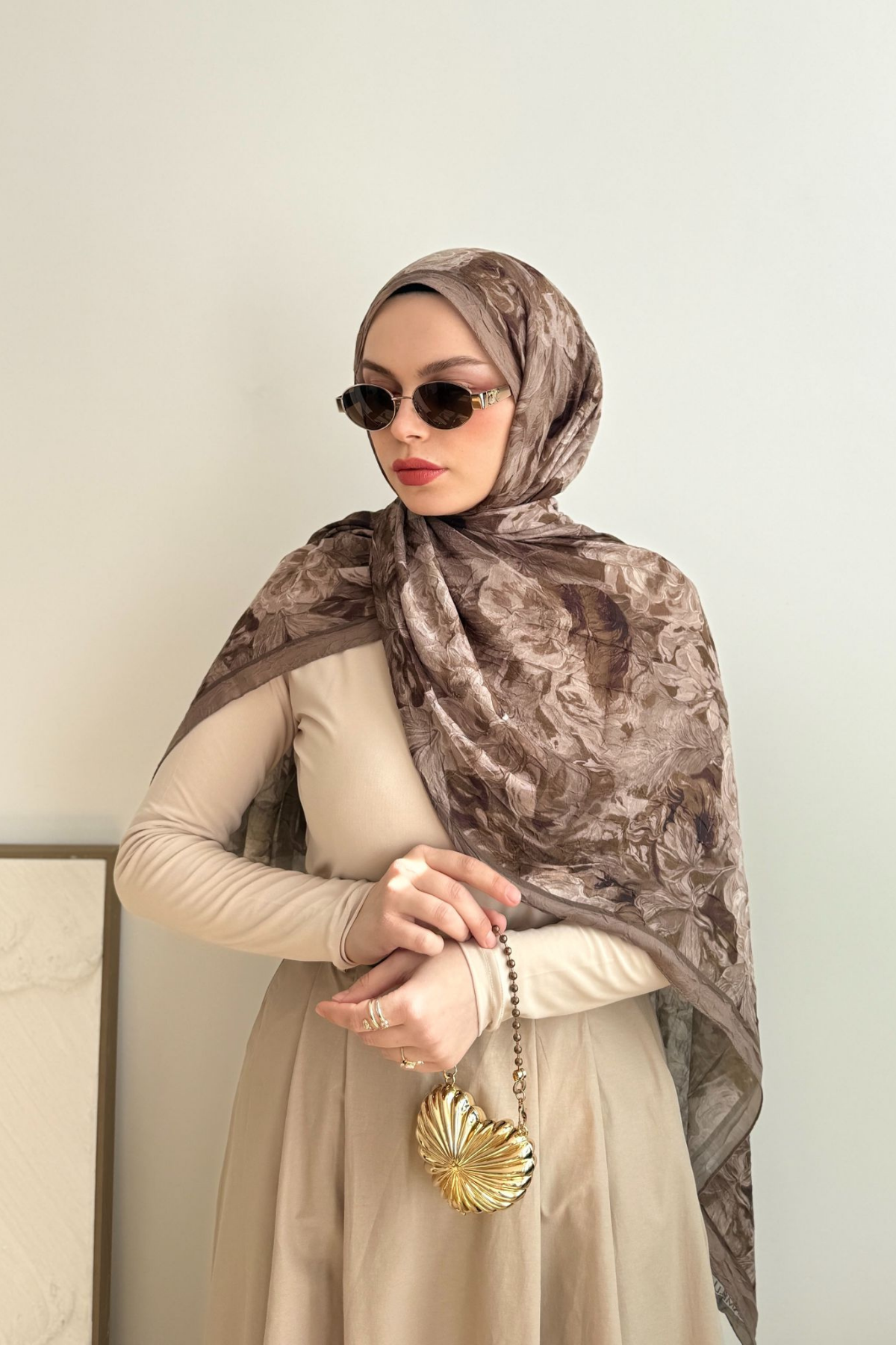  VİZON BLUR EFFECT ÇİÇEKLİ ŞAL