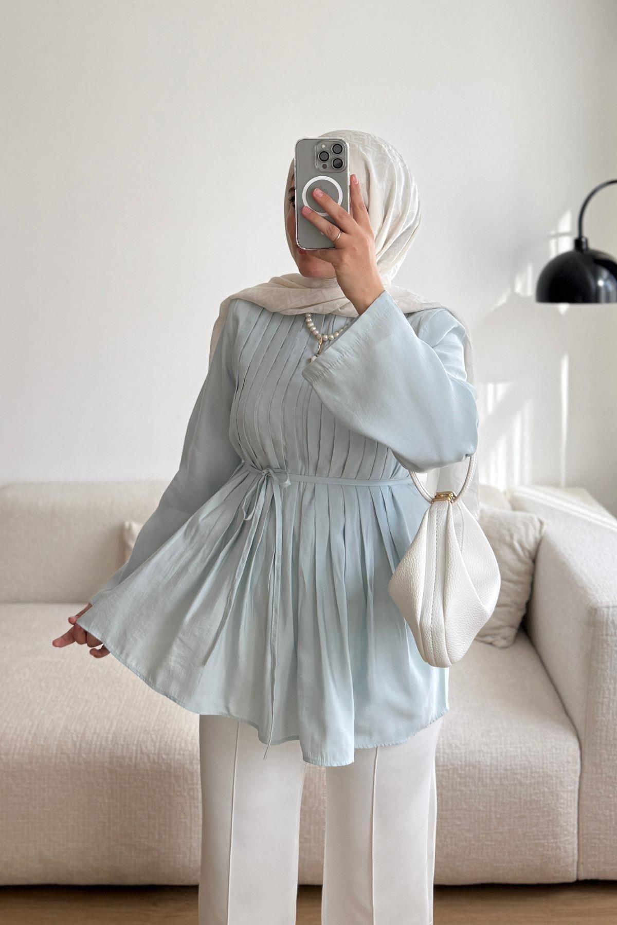 BEBE MAVİ ÖNÜ PİLELİ TUNİK