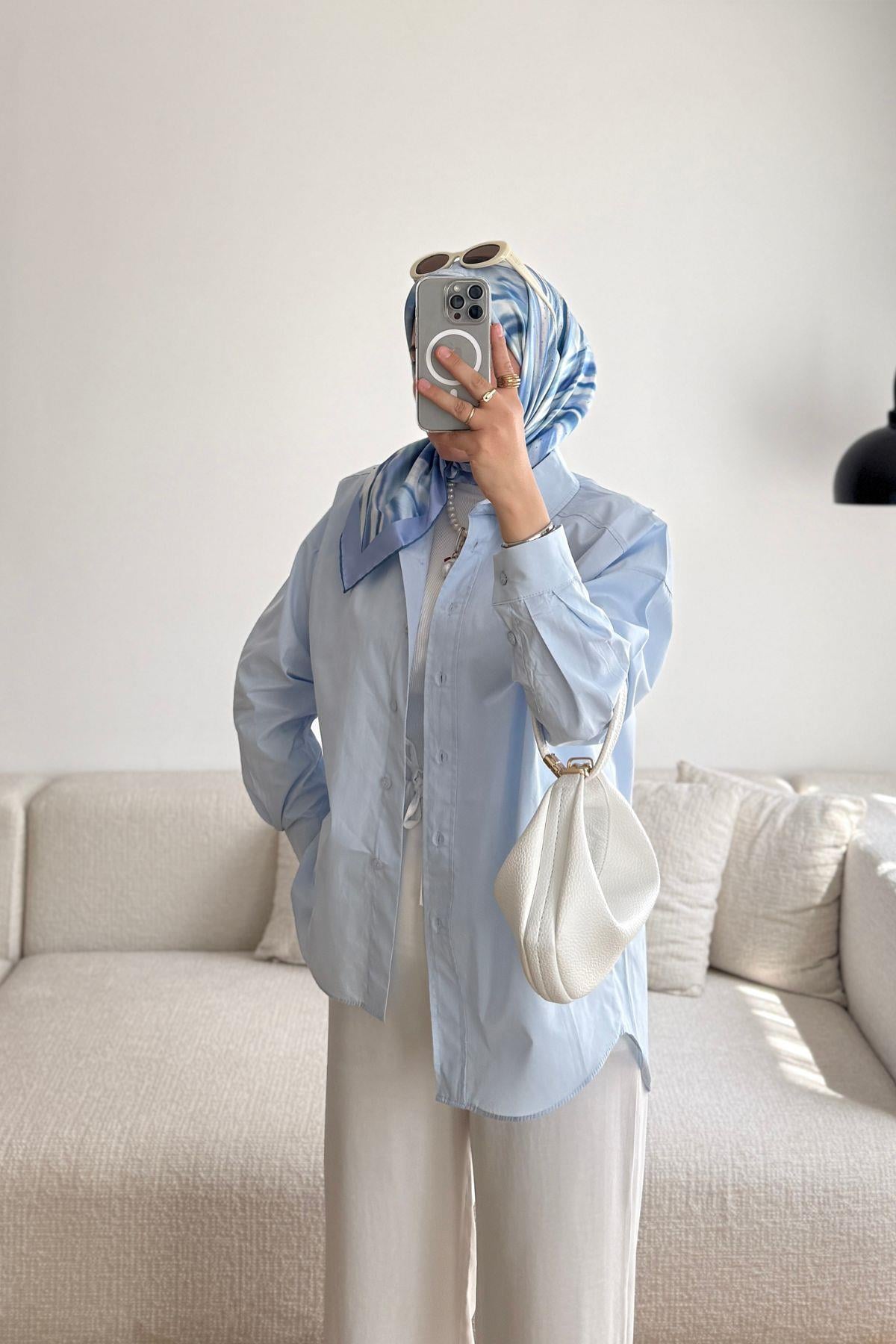 BEBE MAVİ OVERSİZE CLASSİC GÖMLEK