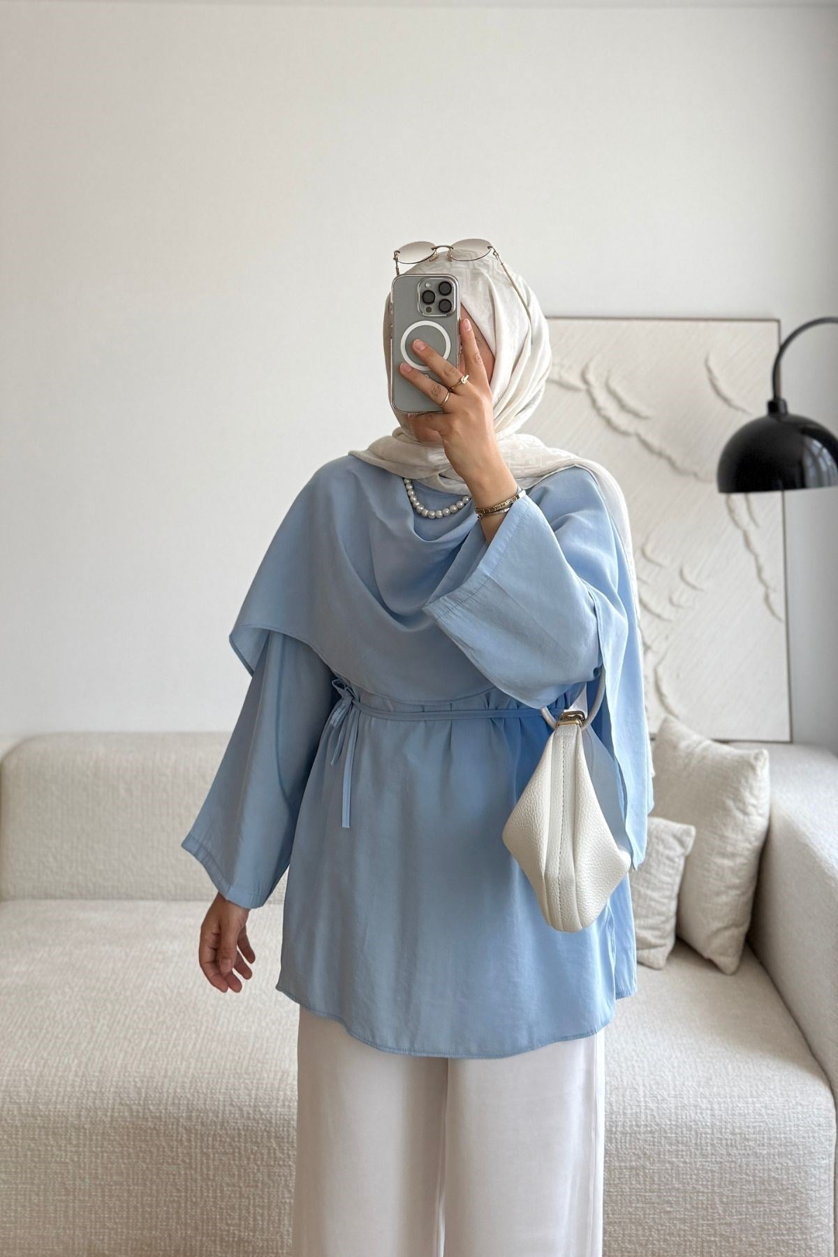 BEBE MAVİ SEYYAR ŞAL DETAYLI BLUZ