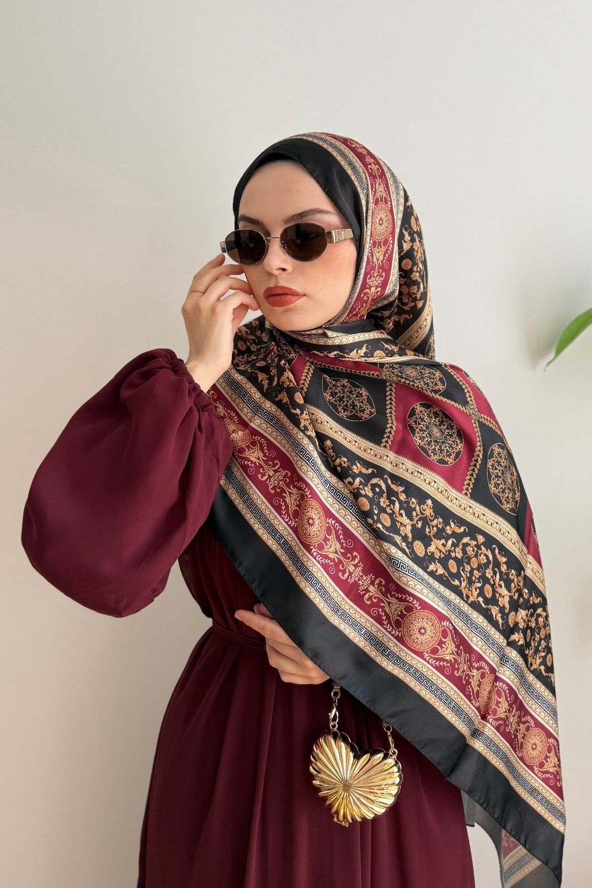 BORDO BAROK DESENLİ ŞAL