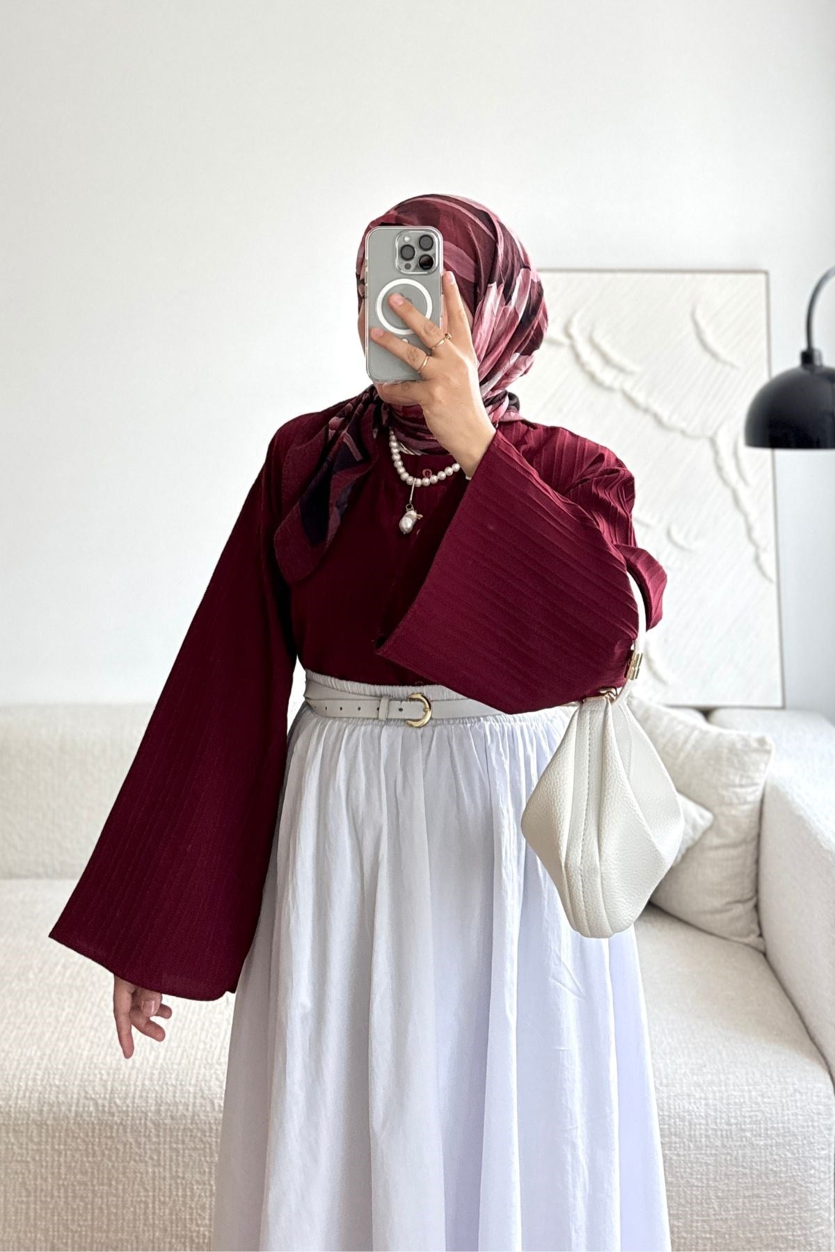 BORDO PERA GENİŞ KOLLU GÖMLEK