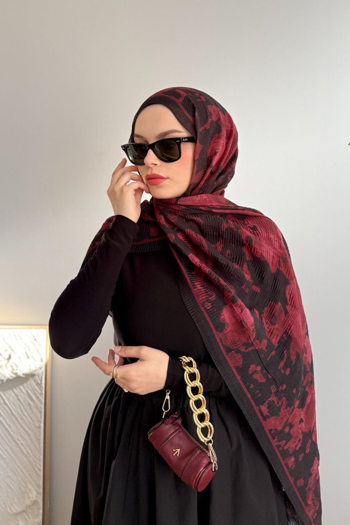 BORDO SHERRY MÜSLİN ŞAL