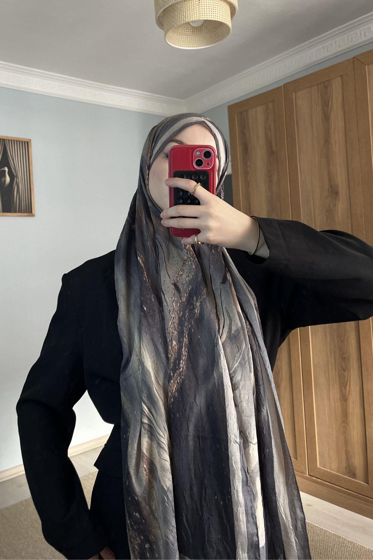 GRİ BULUT DESEN ŞAL