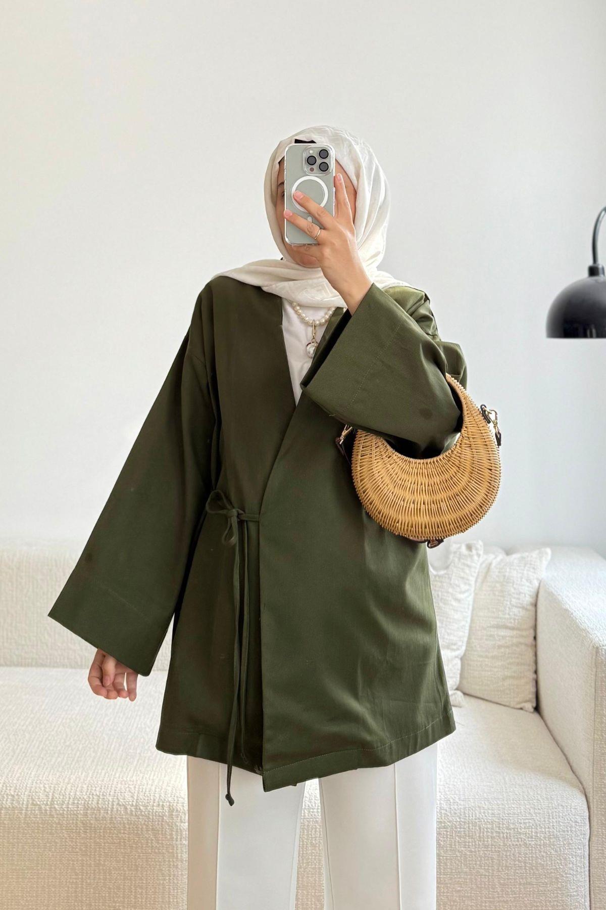 HAKİ GABARDİN KİMONO