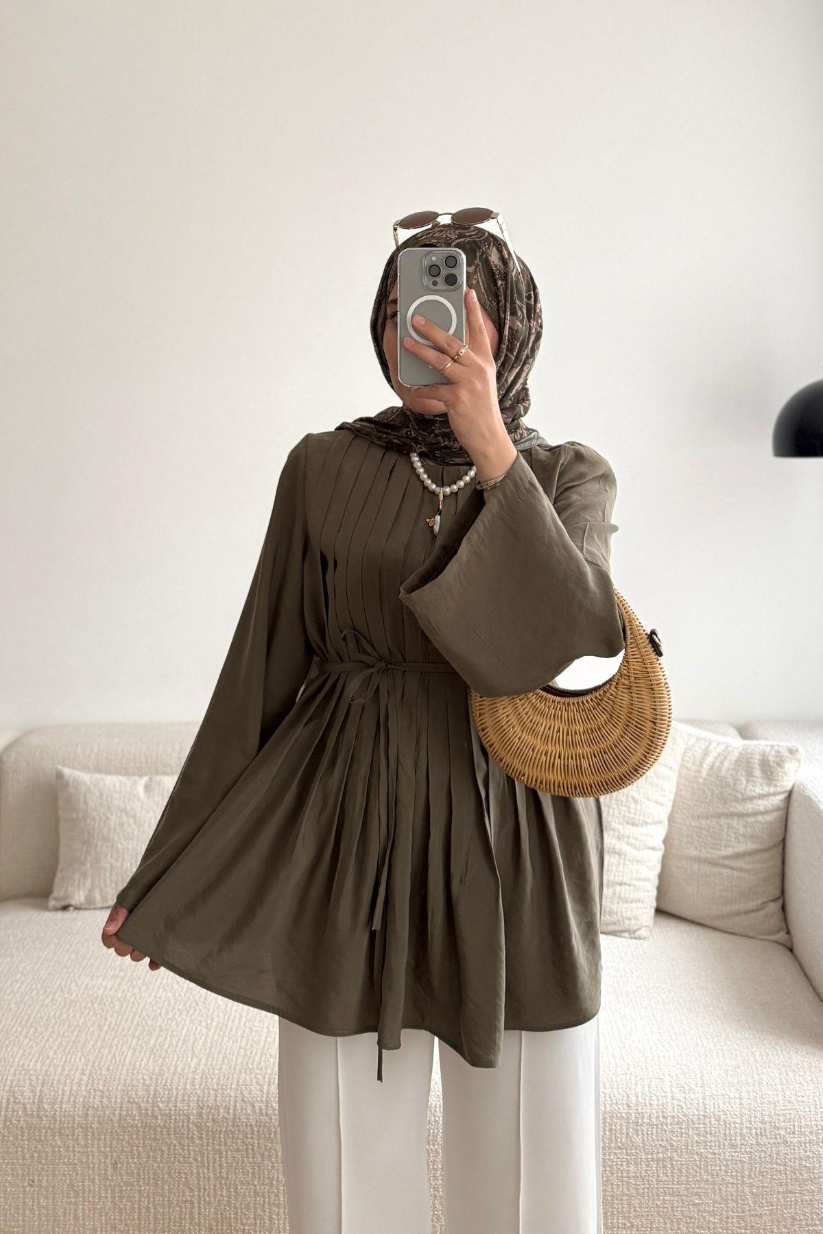 HAKİ ÖNÜ PİLELİ TUNİK