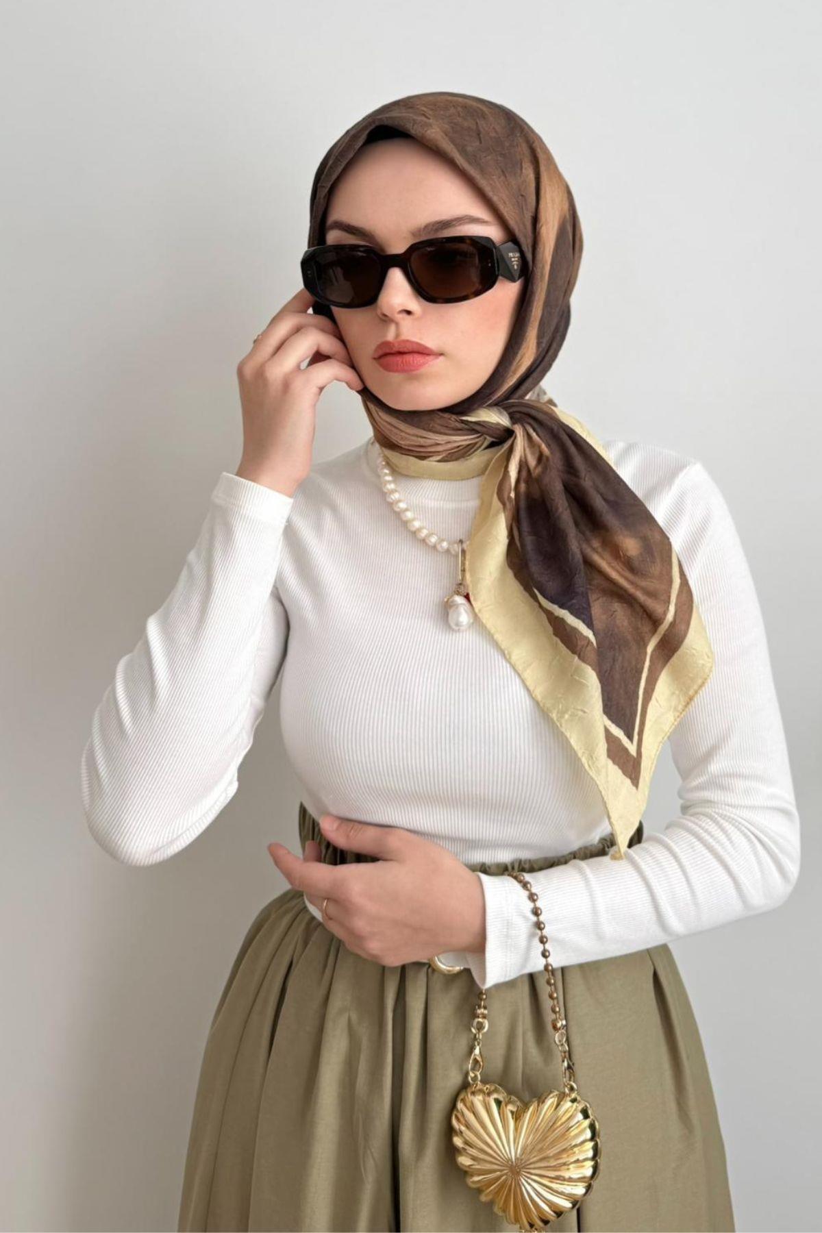 KAHVE GEÇİŞLİ BAMBU EŞARP