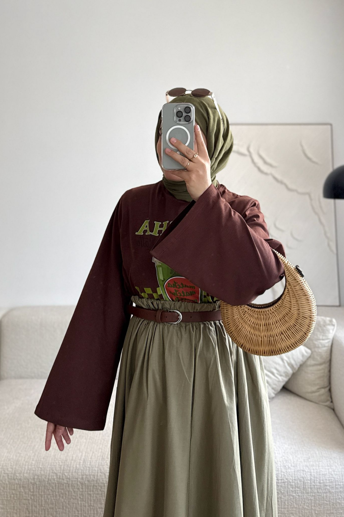 KAHVE MATCHA UZUN KOLLU TSHİRT