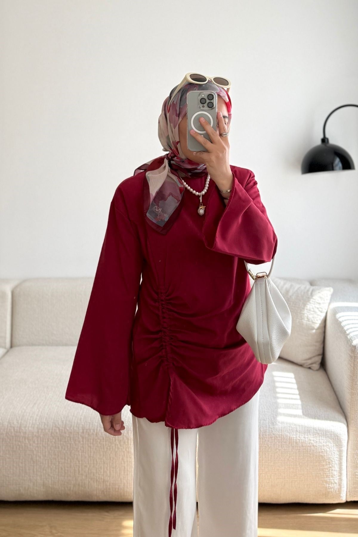 KIRMIZI MERY YANI BÜZGÜLÜ TUNİK