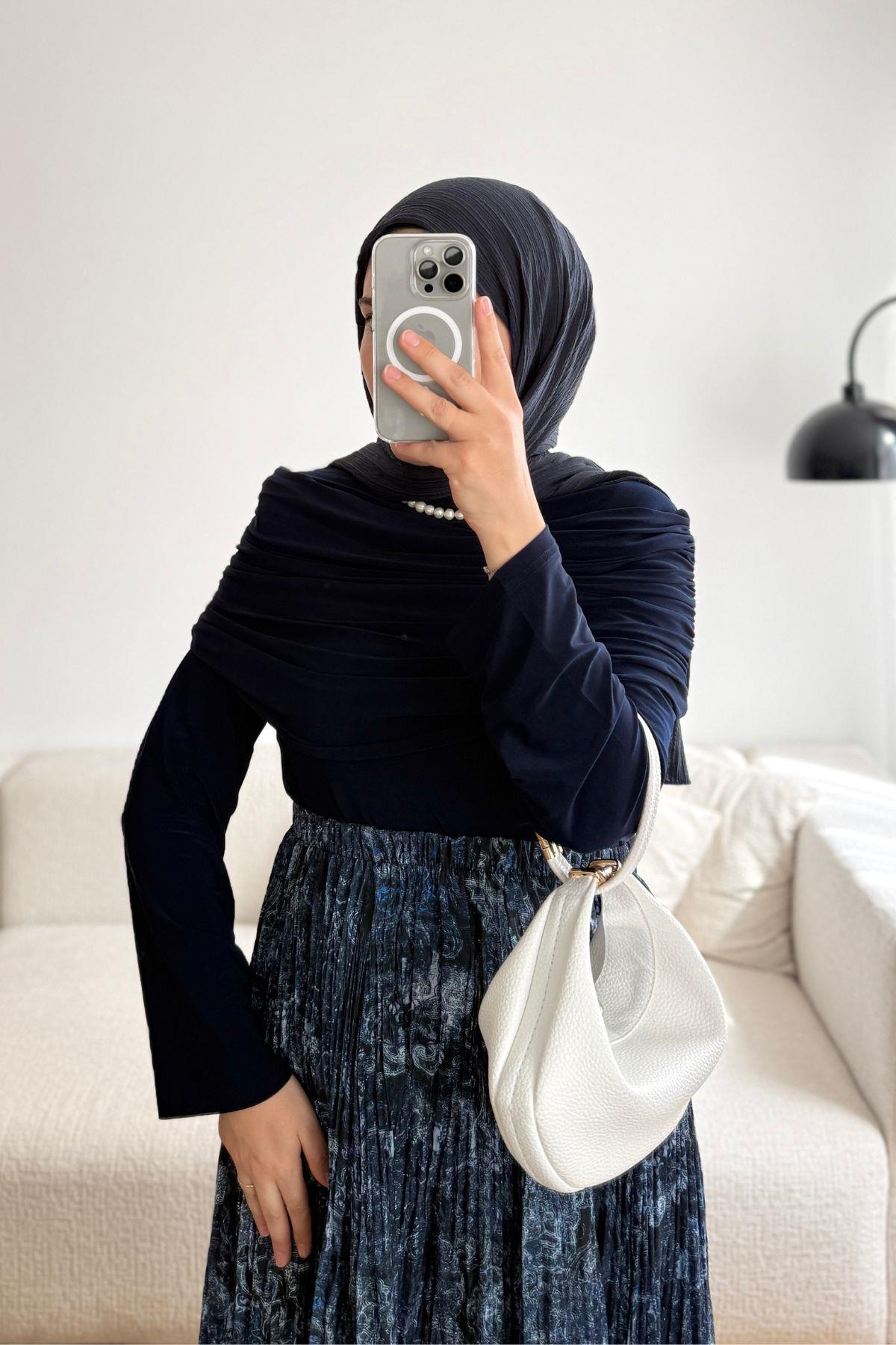 LACİVERT BÜZGÜLÜ SANDY BODY