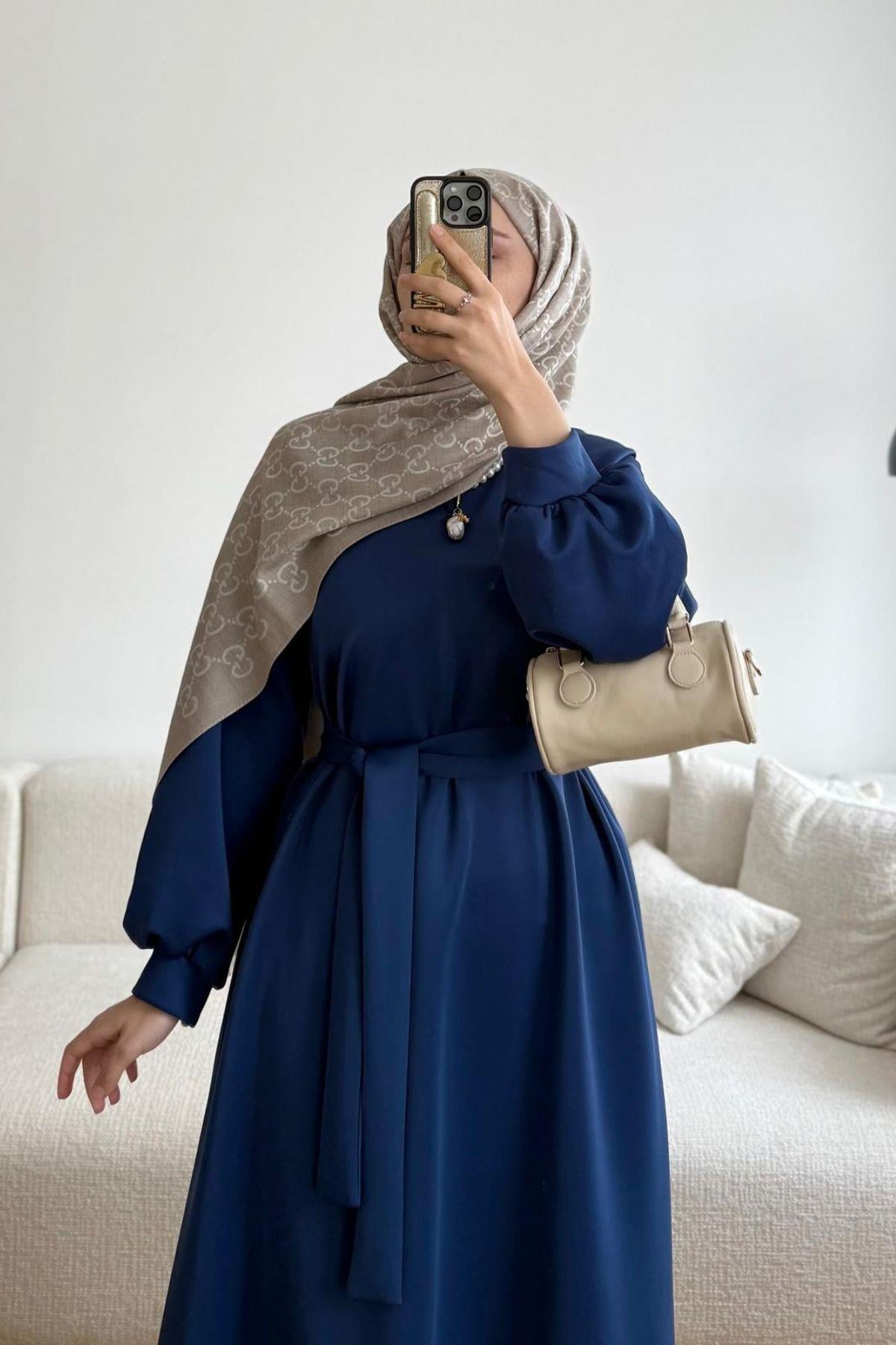 LACİVERT SCUBA ELBİSE