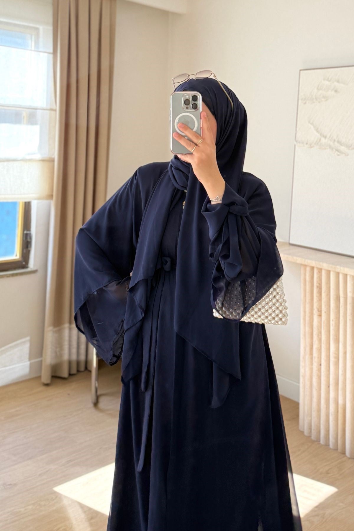 LACİVERT ŞİFON ABAYA