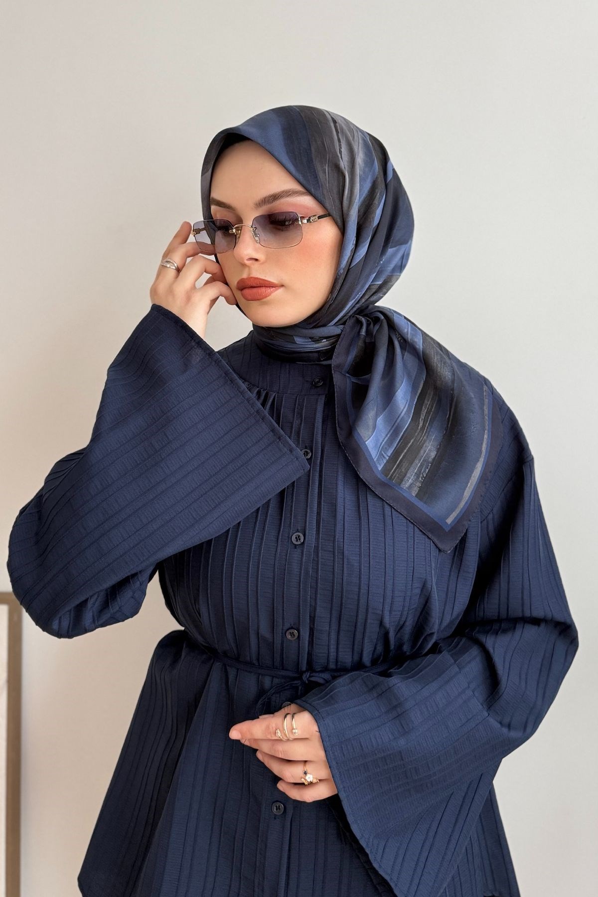 LACİVERT WOOD EŞARP