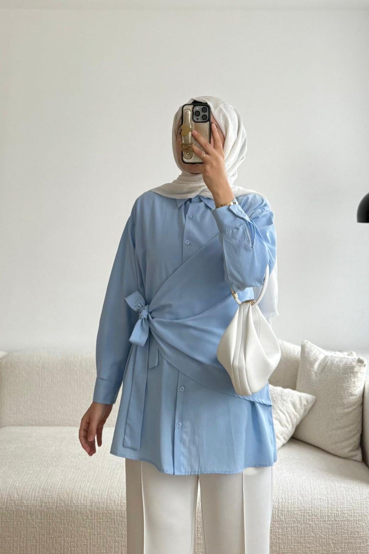 LİDYA BEBE MAVİ GÖMLEK