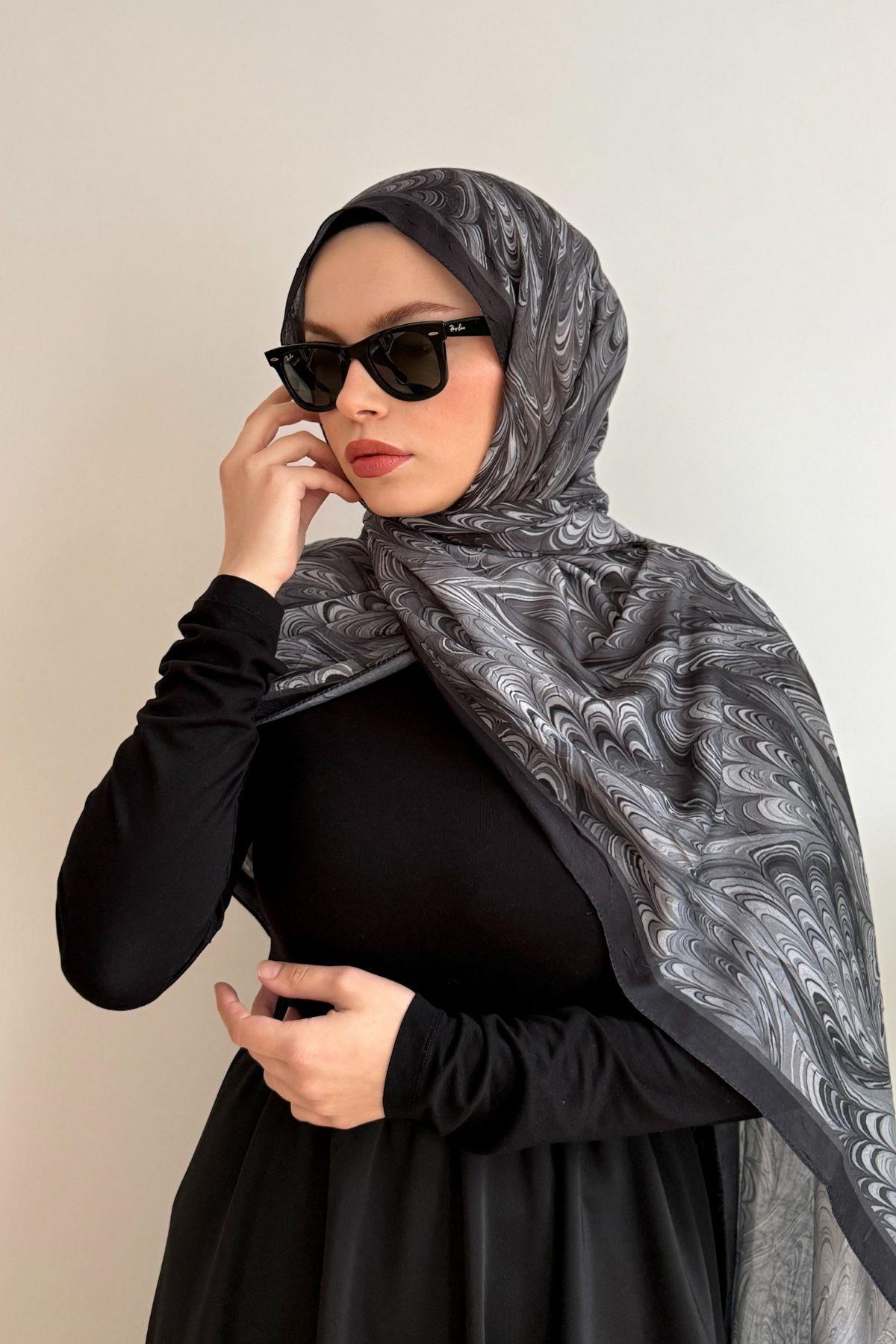 MARBLE DESEN SİYAH ŞAL