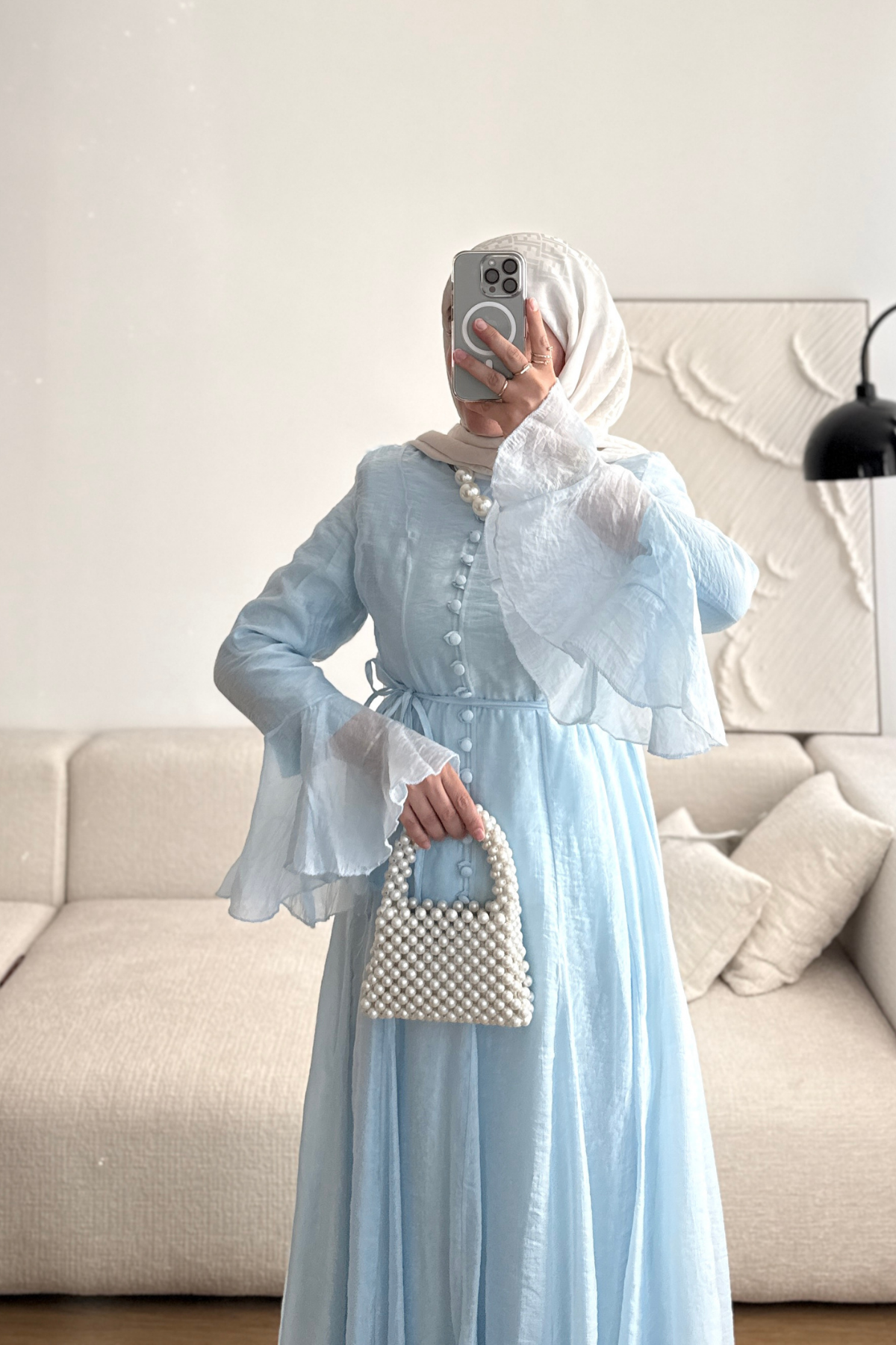 MAVİ PRENSES ŞİFON ELBİSE