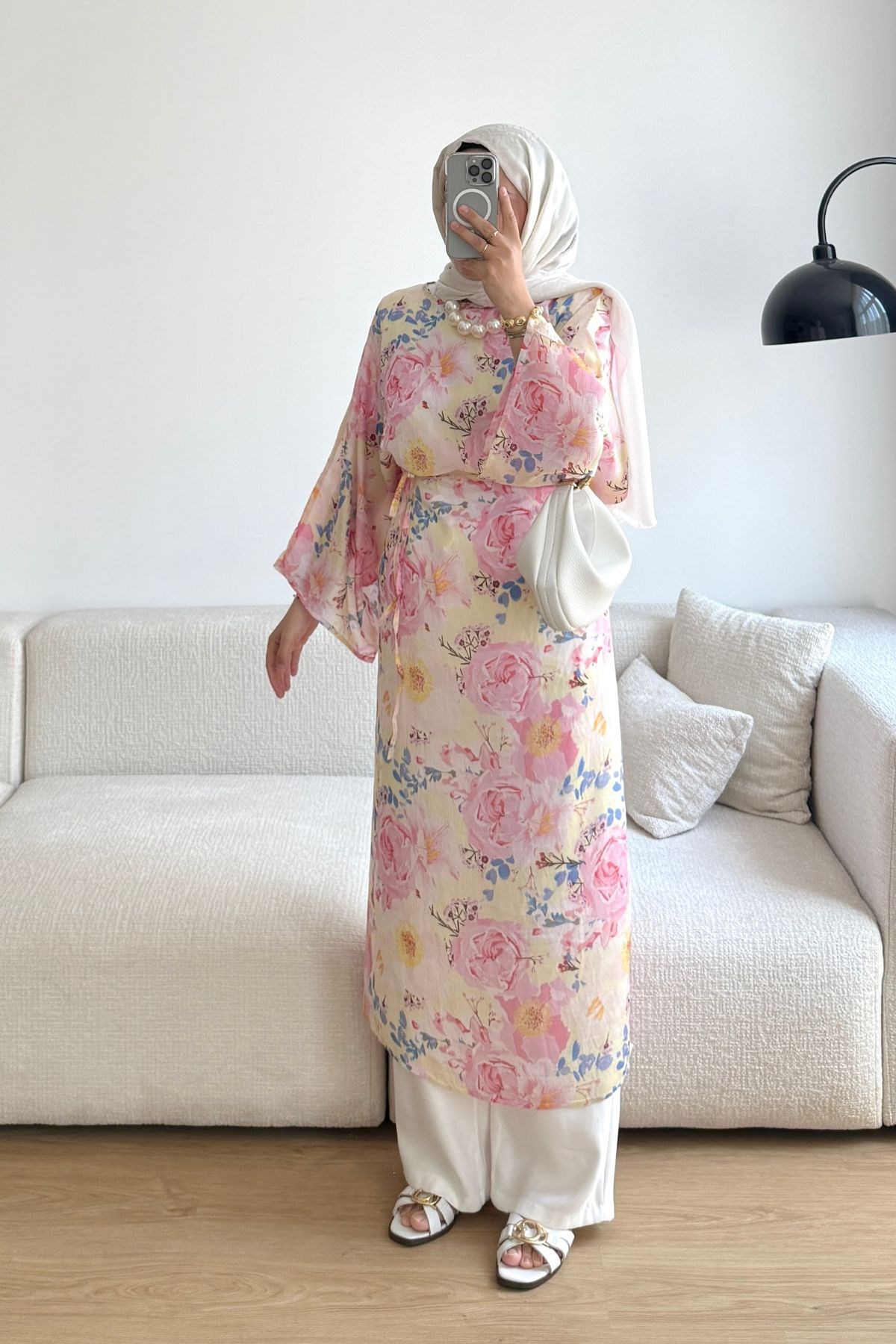 PEMBE ÇİÇEKLİ PAREO GÖMLEK