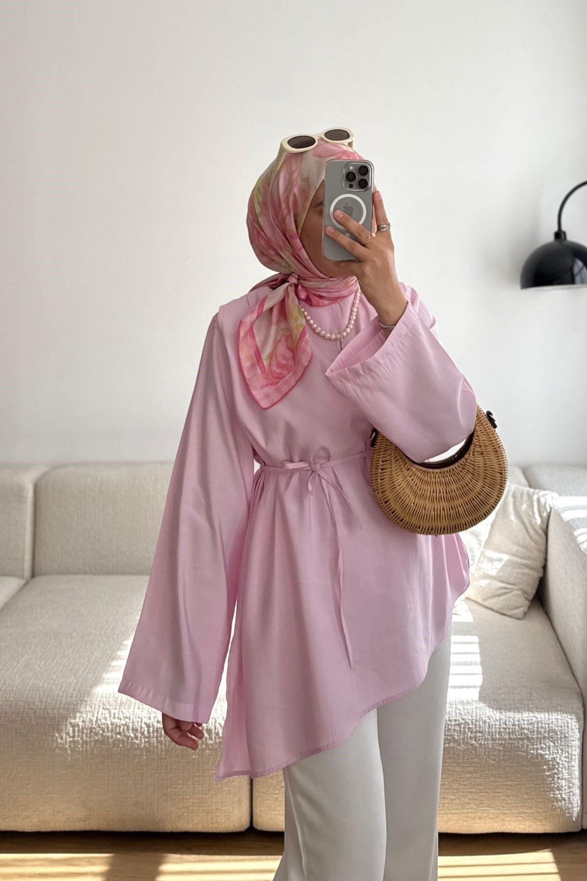 PEMBE VATKALI ÇAPRAZ TUNİK