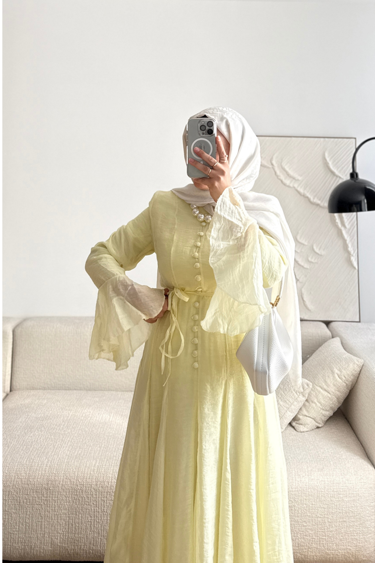 SARI PRENSES ŞİFON ELBİSE