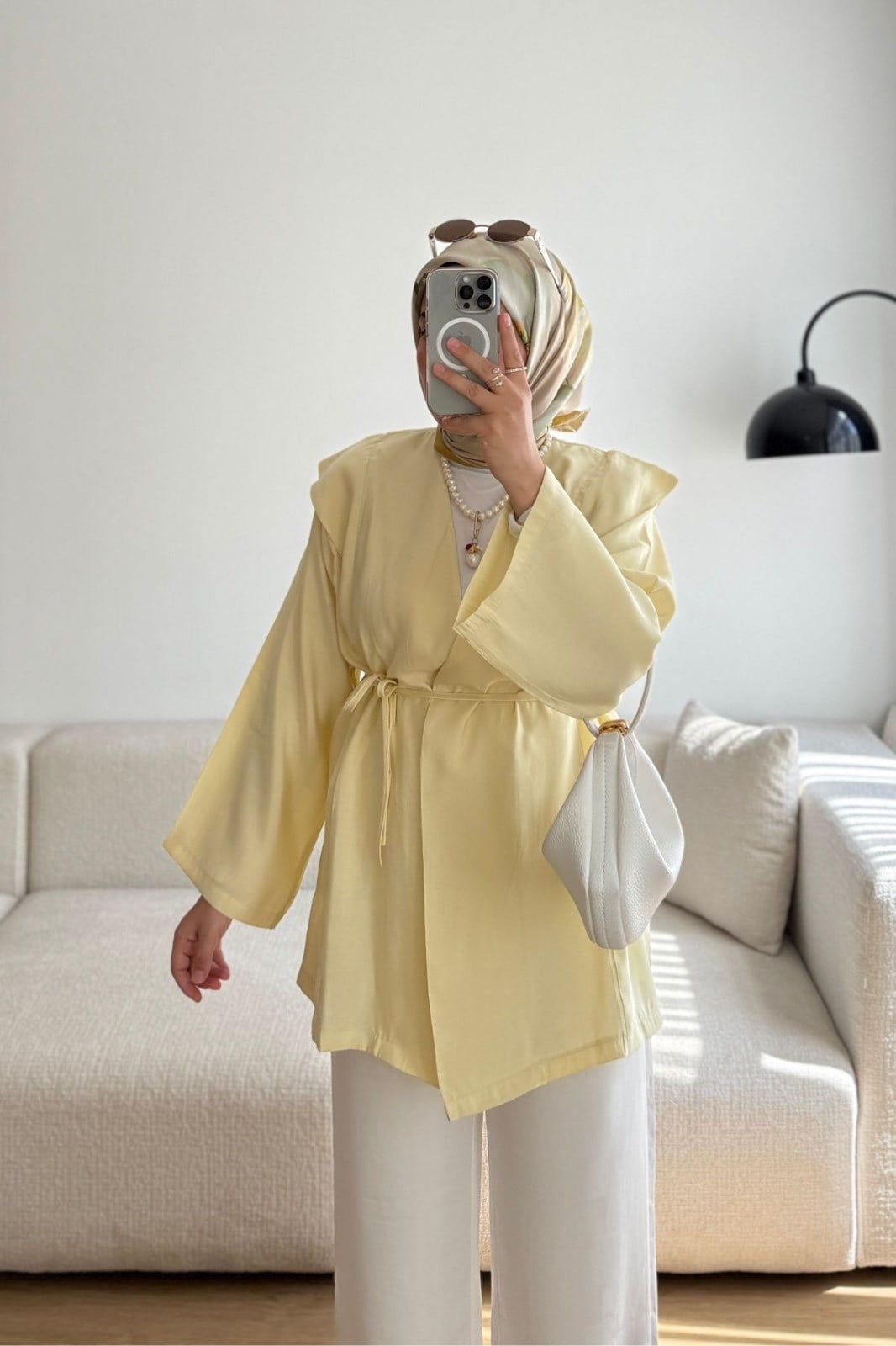 SARI VERY BAĞCIKLI KİMONO