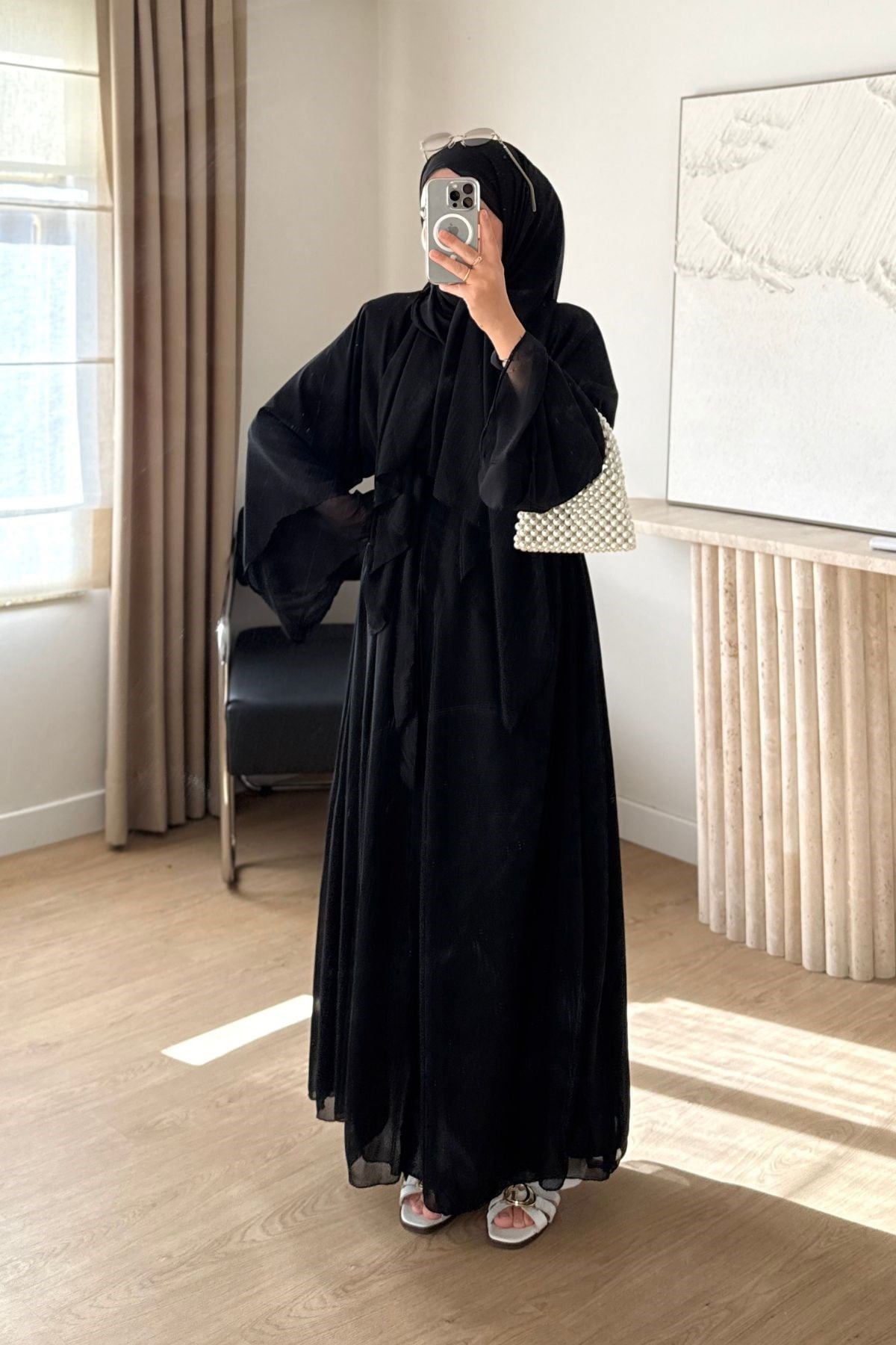 SİYAH ŞİFON ABAYA