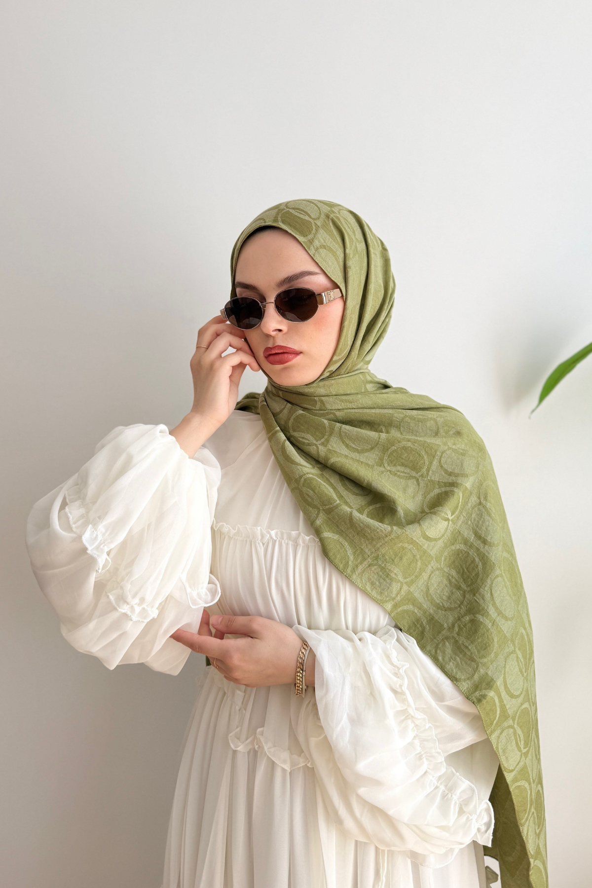 SOFT YEŞİL  HALKA DESEN PREMİUM ŞAL