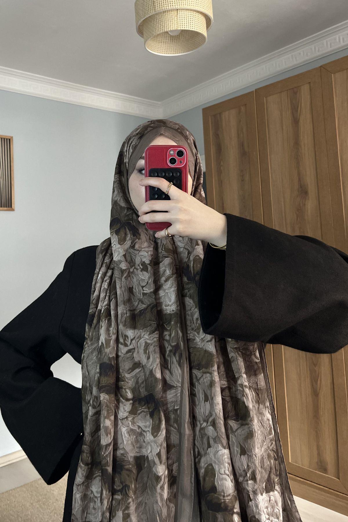SÜTLÜ KAHVE PASTEL DESEN ŞAL