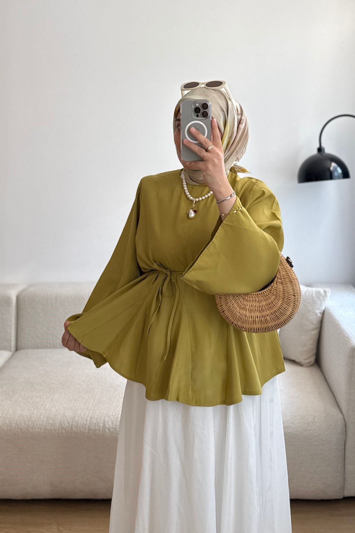 YAĞ YEŞİL ETEĞİ PİLELİ TUNİK