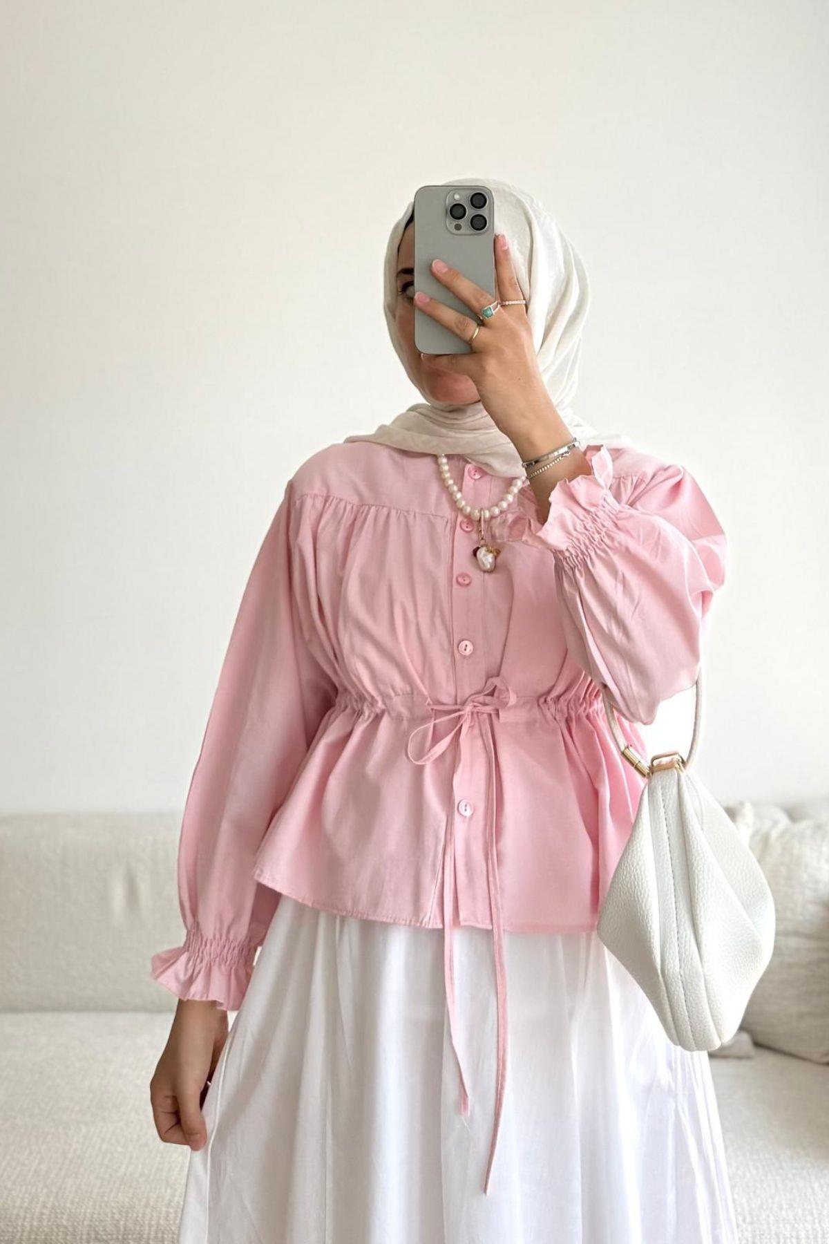 YUANNA SOFT PEMBE KISA GÖMLEK