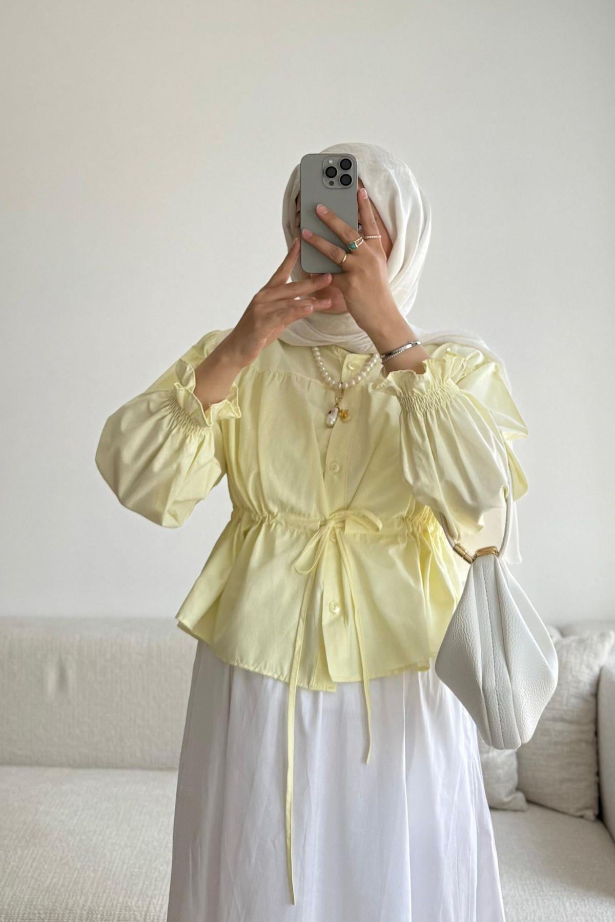 YUANNA SOFT SARI KISA GÖMLEK