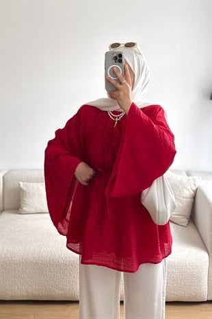 1001 KIRMIZI ŞİFON BLUZ