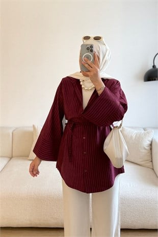 5134 BORDO SATEN DOKULU GÖMLEK