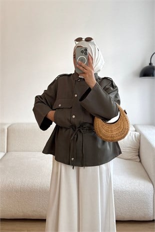 62603 HAKİ ÇITÇITLI BAĞCIKLI CEKET
