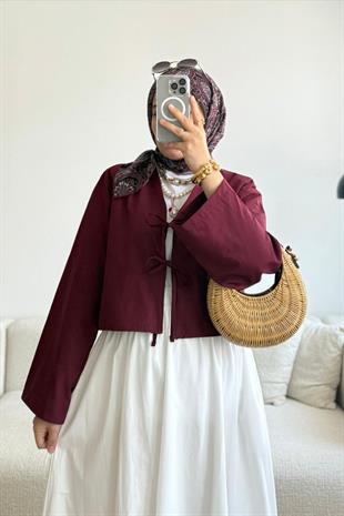 BORDO 2 BAĞCIKLI POPLİN KİMONO GÖMLEK