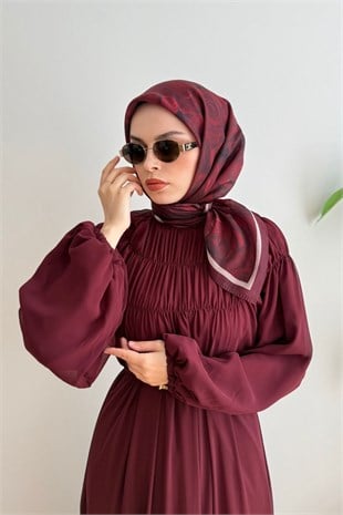 BORDO GÜLLÜ KAĞIT TWİLL EŞARP