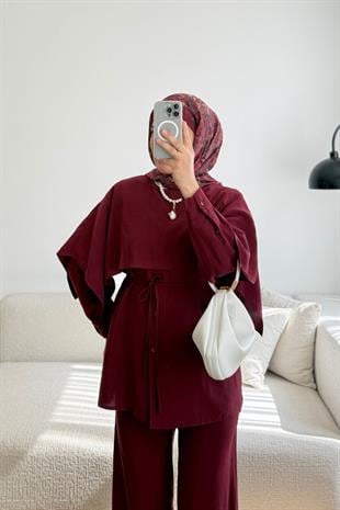BORDO PELERİNLİ MODAL TAKIM