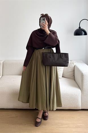 HAKİ ASTARLI KIRIŞIK VUAL ETEK