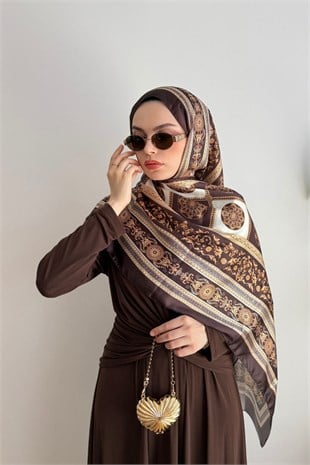 KAHVE BAROK DESENLİ ŞAL