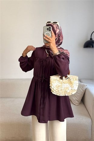MÜRDÜM BELLY BÜZGÜ DETAYLI GÖMLEK