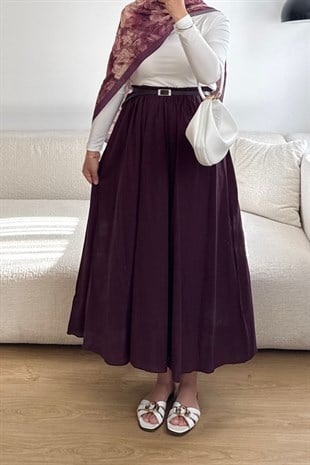 MÜRDÜM PAMUK VUAL KEMERLİ ETEK 
