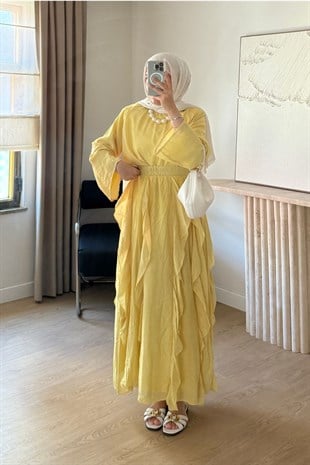 SARI FIRFIR ETEKLİ ŞİFON TAKIM