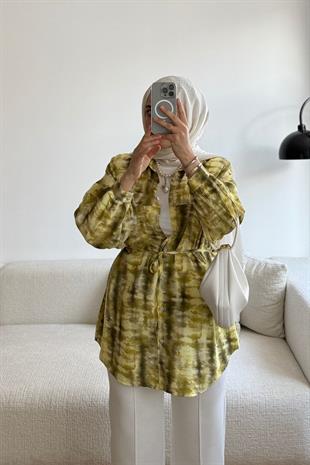 SARI LİLYUM BATİK DESEN GÖMLEK