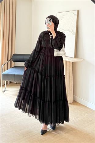 SİYAH CANDY ŞİFON ELBİSE